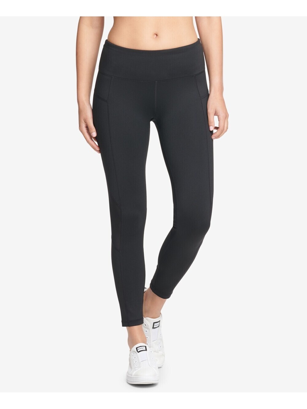 DKNY Womens Sport Essential High-Rise Mesh-Inset Ankle Leggings Size M